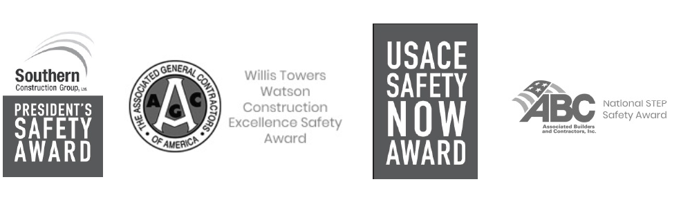 Southern Construction Group President's Safety Award WIllis Towers Watson Construction Excellence Safety Award USACE Safety Now Award